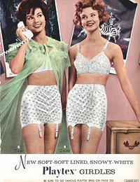 A set of nice pictures featuring timid and very beautiful women appear in vintage lingerie in magazines